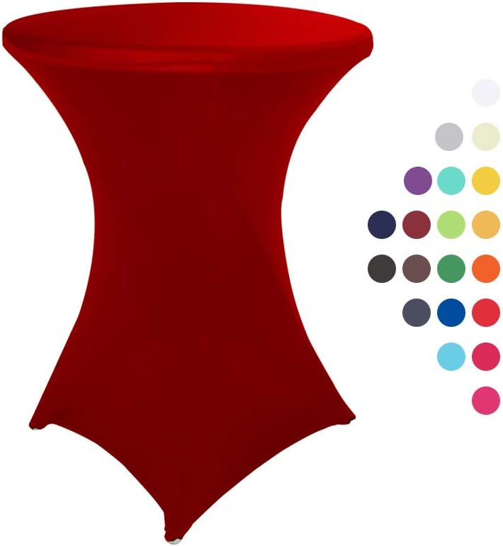30 inch Highboy Cocktail Round Fitted Stretch Spandex Table Cover Cloth for Party Wedding Apple Red HAORUI