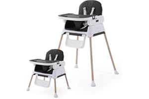 SOOBABY 3 in 1 Baby High Chair,Adjustable Convertible Baby High Chairs for Babies and Toddlers,Black