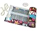 CreooGo New Design Colorful Pencil Wrap Roll Up Case Pouch Organizer Holds for Colored Pencils (72 Loops, Pretty Women)