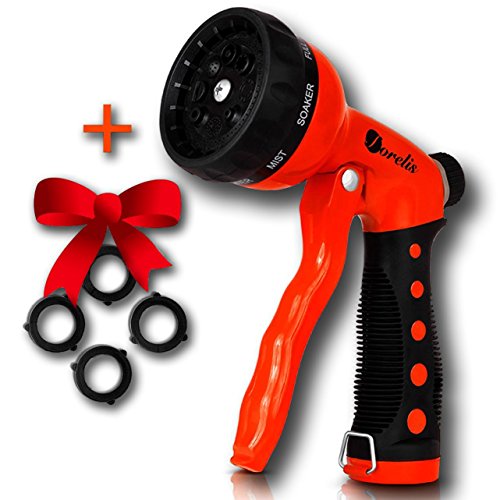 Forelis Hose Nozzle Garden Sprayer - Premium 8 Pattern Water Sprayer. High Pressure,Heavy Duty and Robust,