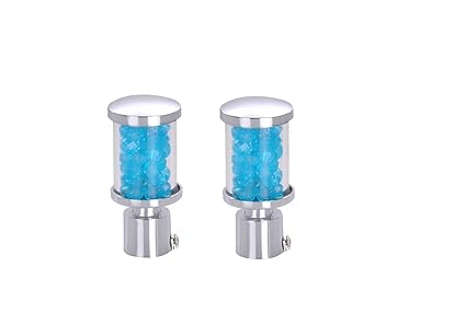 ROD RAIL CURTAIN FINIALS/LATTU FOR DOOR & WINDOW (PACK OF 2 PCS) ONLY FINIAL, COLOR GLASS BLUE