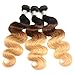 Finest Remy Grade 8A Ombre Brazilian Hair Body Wave 3 Tone Ombre Bundles Body Wave (14/16/18 Inch,1B/4/27), Ombre Body Wave 3 Bundles Body Wave
