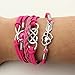 Juanerjie Wholesale 16pcs Vintage Multilayer Multicolor Woven Leather Alloy Owl Braided Infinity Bracelets