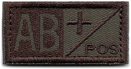 Monte Everest Tactical Blood Type AB+ Positive Hook and Loop Patch, Brown, 2.5 inches x 2 inches, 1 Piece