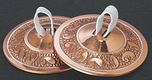 Copper Plated Brass Finger Cymbals with Paisley Design-#BF023