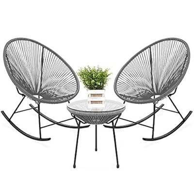 Best Choice Products 3-Piece Outdoor Acapulco All-Weather Woven Rope Patio Conversation Bistro Set w/Glass Top Table and… 513VRh4hd8L