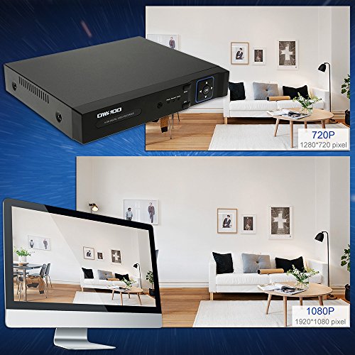 OWSOO 4CH Full 1080N(9601080) AHD DVR HVR NVR H.264 HDMI P2P Cloud Network DVR Digital Video Recorder with 3.5'' Inch 1TB HDD