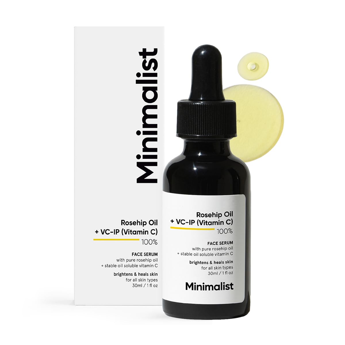 Minimalist Pure Rosehip Oil with Vitamin C Face Serum for Glowing Skin | Facial Oil For Men & Women | 30 ml