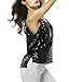 Tribear Women's Sexy Sequins Glossy Spaghetti Strap V Neck Camis Tops