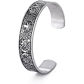 Dreamtimes Viking Tree of Life Bangle Bracelet Raven Talisman Bracelet Stainless Steel Bracelet Viking Celtic Knot Cuff Bangle for Men Women