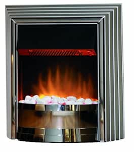 EWT Castillo - Chimenea eléctrica con guijarros Blancos y Madera