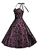 YUSHENGSM Purple Floral Halter Rockabilly Cocktail Party Prom Dress