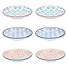 Nicola Spring 6X 10cm 3 Colours Hand-Printed Sauce Dish Set - Small Japanese Style Porcelain Salsa, Soy Dipping Plates
