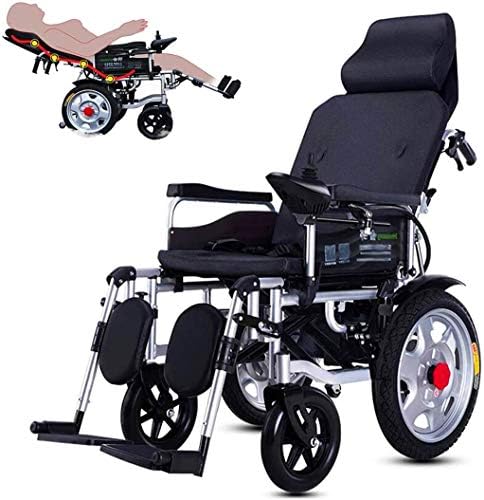 電動車椅子 電動車椅子折りたたみ電動パワー車椅子 調節可能な背もたれとペダル ahリチウム電池付属 デュアルモーター電動車椅子 快適で安全な旅行 Color Black
