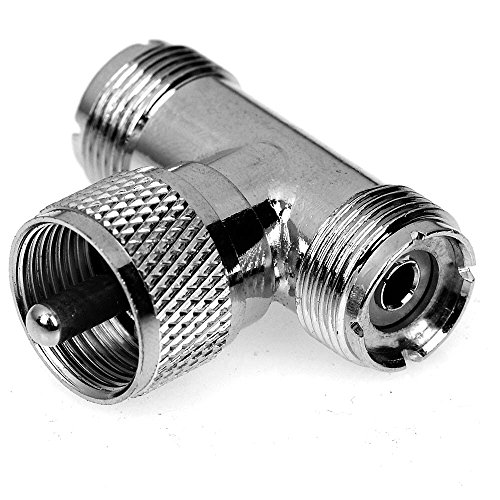 CESS Adapter UHF Male PL-259 to Dual Female SO-239 Jack RF Splitter - UHF Male to Dual UHF Female (2 Pack) - Thumbnail 5