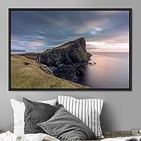 Framed Canvas Wall Art Calming Waters Aerial Cool Lake Landscape Multicolor Photography Realism Relax/Calm - 16x24 inches