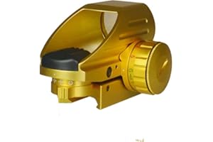 TWP Reflex Dot Sight Scope, Red and Green Illumination and 4 Reticles, Weaver Picatinny Rail Mount Aluminum Structure Anodized Gold