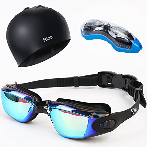 image for Rioa Swim Goggles, Swimming Goggles Anti Fog No Leaking UV Protection,