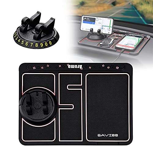 Tapis de téléphone antidérapant 4 en 1 tapis de tableau de bord pour voiture tapis antidérapant pour téléphone portable fente d'aromathérapie dessous de verre pour voiture scintillant rotatif à 360°