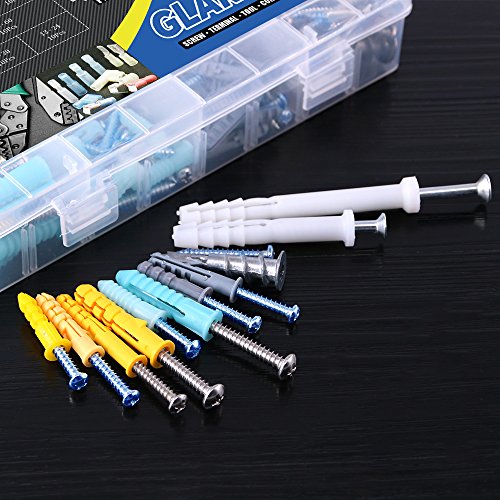 Glarks 220Pieces Plastic Self Drilling Drywall Ribbed Anchors Hollow