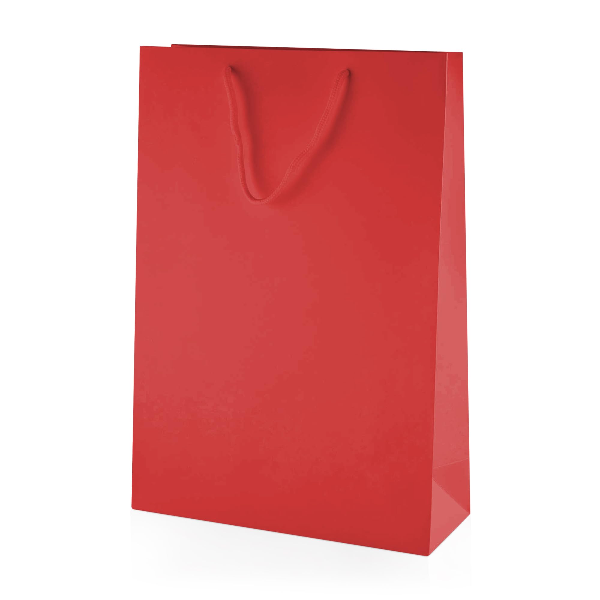 Thepaperbagstore 15× Red Medium Tall Matt Laminated Gift Bags 25 x 36 x 10 cm – 210 gsm Boutique Paper Bags with Rope Handles & Reinforced Base – Ideal for Gifts, Weddings, Retail & Corporate Use