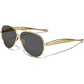 YDAOWKN Retro Gold Aviator Sunglasses for Women Men, Metal Oversized 70s Aviators Sun Glasses