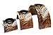 Bellaa 28465 Tealight Candle Holder Wooden Leaf Motif Trio Set