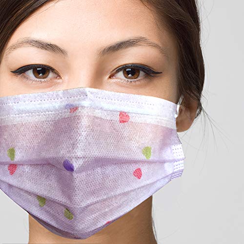 AYWFEY 50 Pack Disposable Face Mask Flower Printed Earloop Dust Mask Cute Mouth Cover Mask for Adults