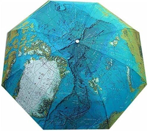 Annisking Three Elephant World Map Compact Auto Umbrella Folding Travel Umbrellas(#504jm11)