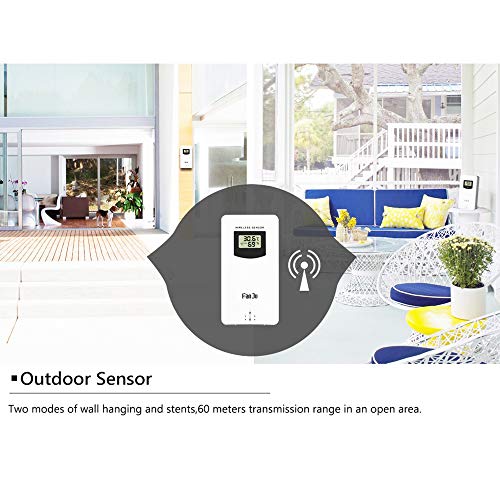 ALLOMN Wireless Weather Station with Color High Definition Display Indoor Outdoor Digital Thermometer Home Alarm Clock with Temperature Humidity Barometer Alarm Moon Phrase (Black) - Thumbnail 2