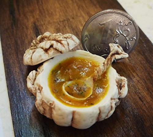Pumpkin puree soup in a beautiful tureen Pumpkin. Dollhouse miniature 1:12 OOAK