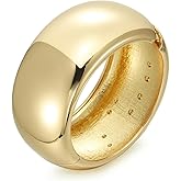Fashion Wide Chunky Bangle Bracelets for Women Dainty Minimalist 14K Yellow Gold Plated Cuff Wrist Open Bangles Statement Unique Exaggerate Trendy Jewelry
