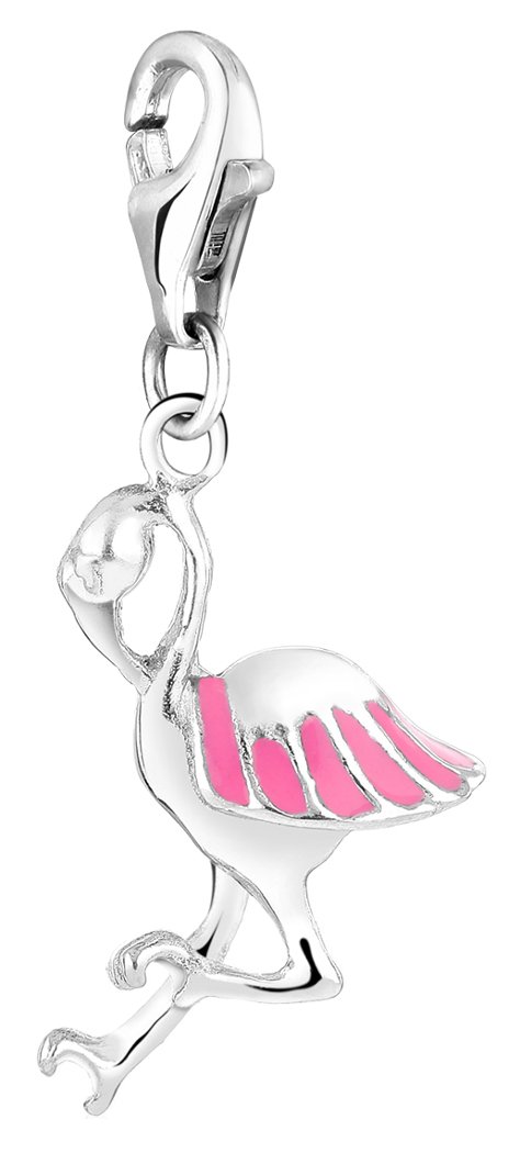 Nenalina 714050-001 Flamingo Charm Pendant in 925 Sterling Silver, Fits All Common Charm Jewellery