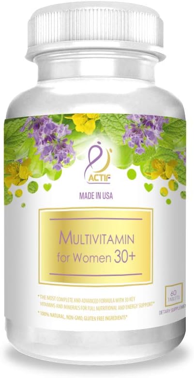 Actif Organic Multivitamin for Women Age 30+ with 30 Organic Vitamins and Organic Herbs, Non-GMO, Made in USA, 2-Month Supply