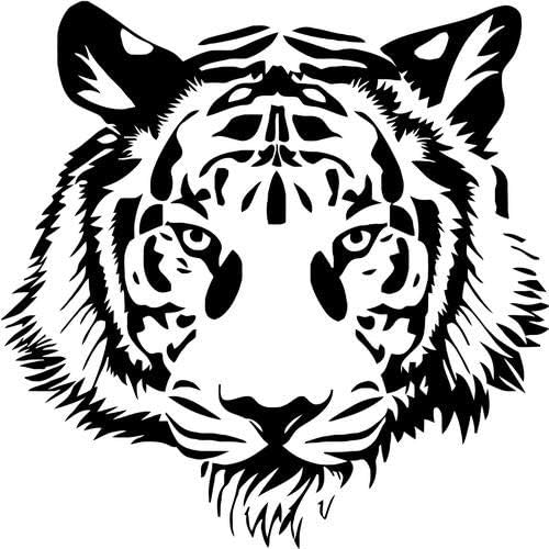 Mandy Graphics Tiger Face Cat Vinyl Die Cut Decal Sticker for Car Truck Motorcycle Windows Bumper Wall Home Office Decor Size- [12 inch/30 cm] Tall and Color- Gloss Black