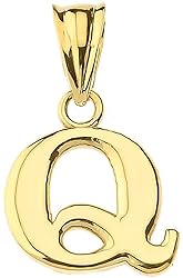 14K Yellow Gold Fine Mini Dangling Initial A-Z
