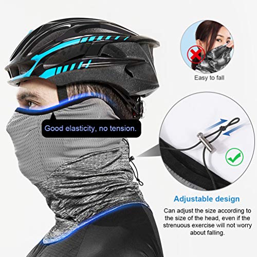 Neck Gaiter Face Mask Motorcycle Face Covering Cool Bandanas Breathable Lightweight, Ideal for Fishing Hiking Running Cycling Gray