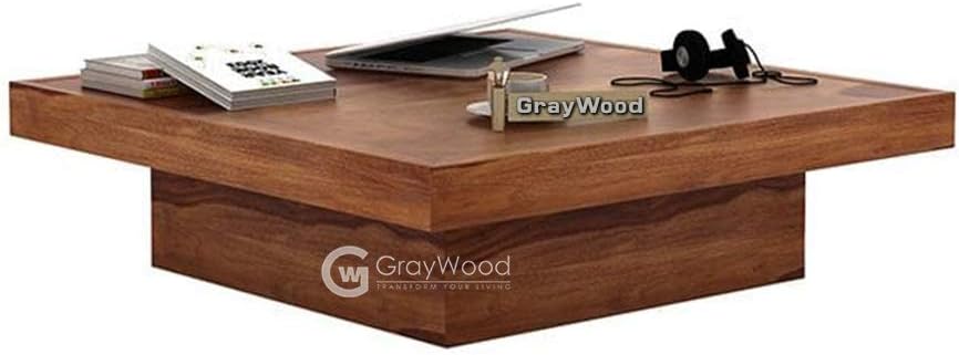RJKART Solid Sheesham Wood Center Coffee Table for Living Room (Natural Brown)