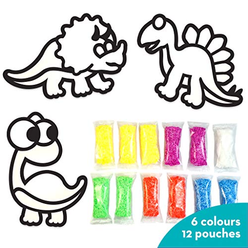 Imagimake Fleximos Dinos Pals DIY Window Art – Dotz Multi-Colour Air Dry Clay Art Playset - for Girls and Boys 3 Years+ (Dino Pals)