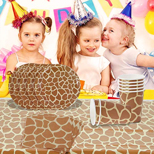 Giraffe Themed Party Supplies for 16 guests, Giraffe pattern tableware