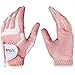 PGM Women's Golf Glove One Pair, Improved Grip System, Cool and Comfortable (White Pink, S)