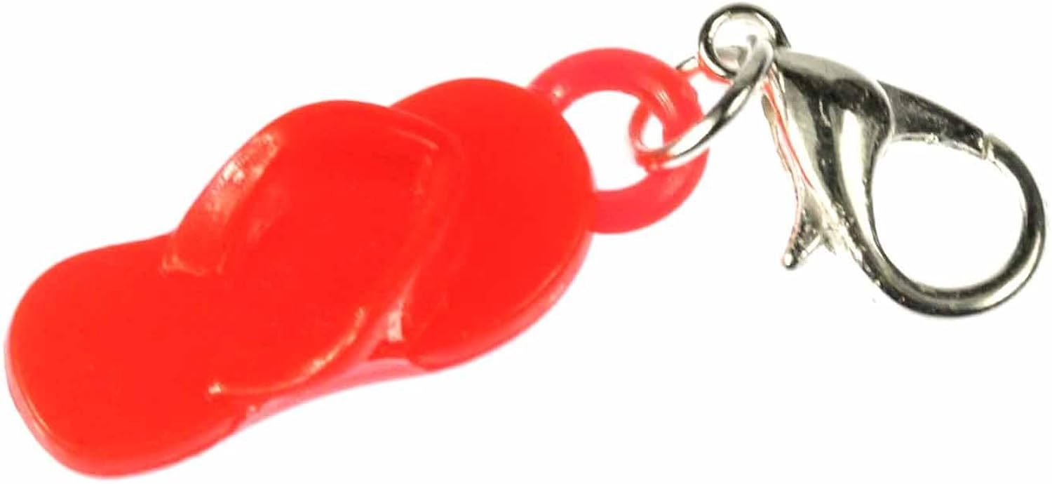 Miniblings Thongs Beach Charm Pendant Zipper Pull Sandals Red Slippers Shoes, 20mm