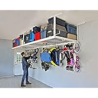 SafeRacks 4x8-2 Rack Package w/Accessory Hooks 24-45" Drop | White