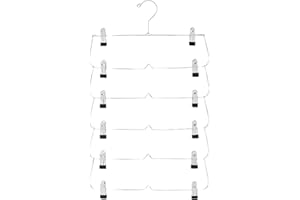 USTECH 5 Pack - 6 Tier Skirt Hangers, Closet Space Saver with Clips for Pants, Shorts, Skirts, Leggings