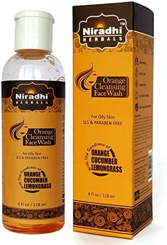 Orange Cleansing Face Washby Niradhi Herbals – SLS/SLES/Parabens Free – With Orange, Cucumber &amp; lemongrass – For Normal to Oily Skin – 4 fl.oz.