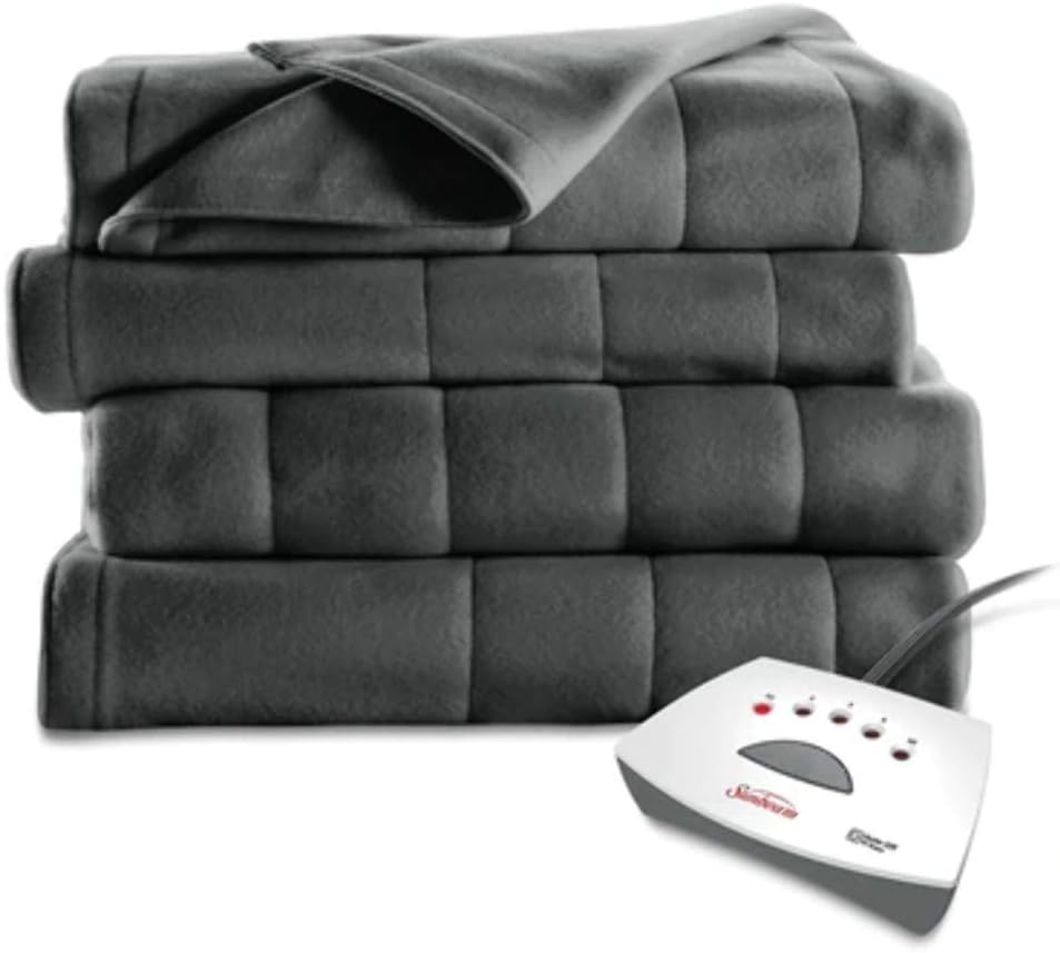 Sunbeam Heated Fleece Electric Blanket, Full Size, 10 Hour Shut Off, 5 Heat Setting