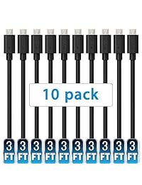 Mopower - Cable micro USB de alta velocidad, 10 unidades, USB 2.0 A macho a Micro B, cable de carga y sincronización para Samsung, LG, Blackberry y Motorola Smartphones y Tablets, color negro (10 unidades)