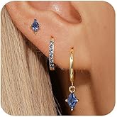 GEORGE · SMITH Gold Hoop Earrings Set for Women, Cubic Zirconia Gold Hoop Earrings Stud, Huggie Hoop Earrings Set for Women Hypoallergenic (3 Pairs)