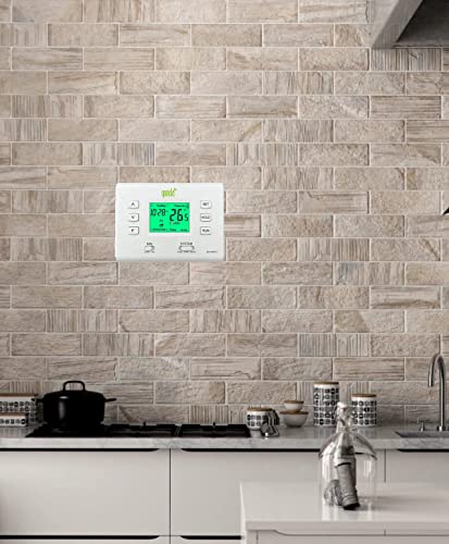 Programmable Thermostat LCD Display Heat & Cooling Temperature Control - Easy to Install for Central air Conditioner-1 Heat/1 Cool