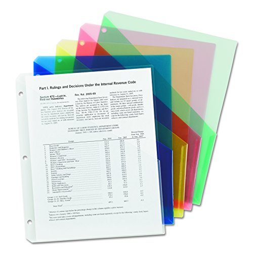 Smead Organized Up Poly Translucent Slash File Jacket, Three-Hole Punched, Letter Size, Assorted Colors, 5 per Pack (89505)